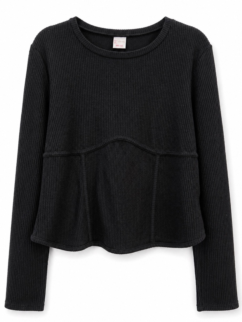 No Boundaries Black Ribbed Babydoll Top XXXL Fits XL Long Sleeve